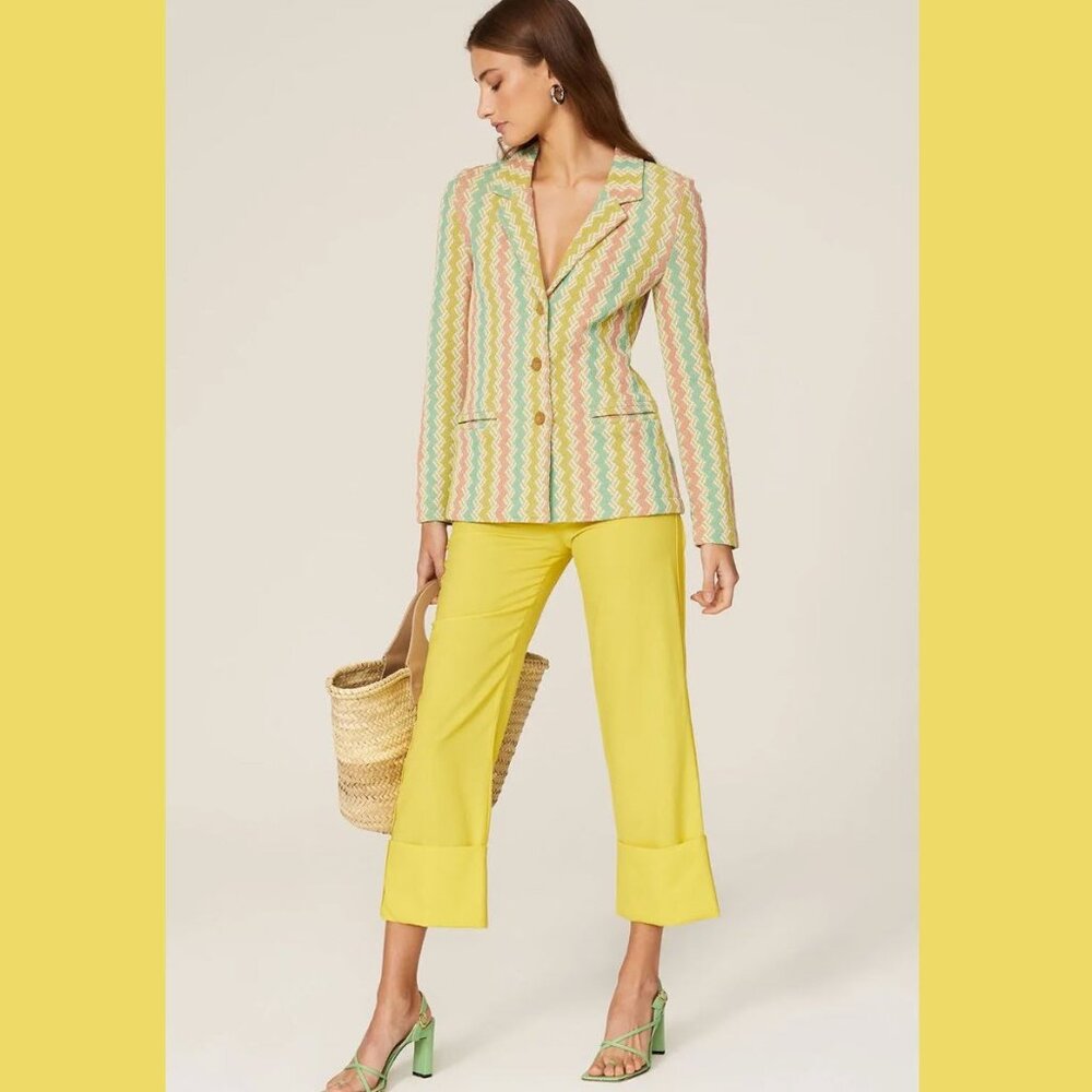 Aldo Martins x Anthropologie Chevron Blazer Lime – NEW